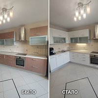 Замена фасадов на кухонном гарнитуре (ПВХ матовый). ул. Онежская, 4а.
