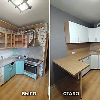 Замена фасадов и столешницы на кухонном гарнитуре. Сиреневый бульвар, 8. Екатеринбург.