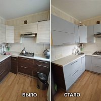 Замена фасадов на кухонном гарнитуре, ремонт подъемного механизма Aventos. Ул. Куйбышева, 68. Екатеринбург.
